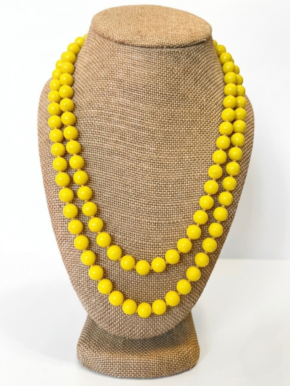 Vintage Yellow Beaded Necklace Jewelry 20.5"
